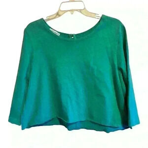 Bryn Walker Womens‎ Top Shirt Size L Cotton Crop Top Green